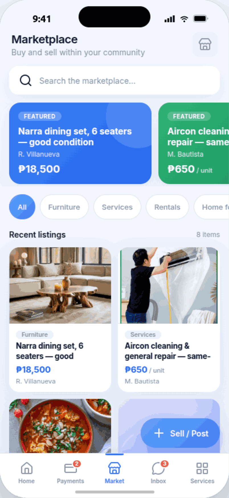 MyHOA community marketplace where homeowners can buy, sell, and hire services